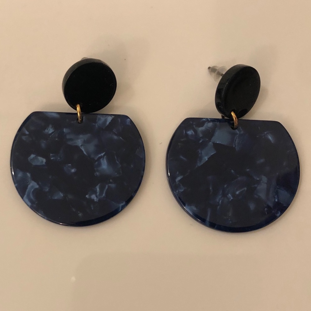 Blue and black acrylic earrings NWOT